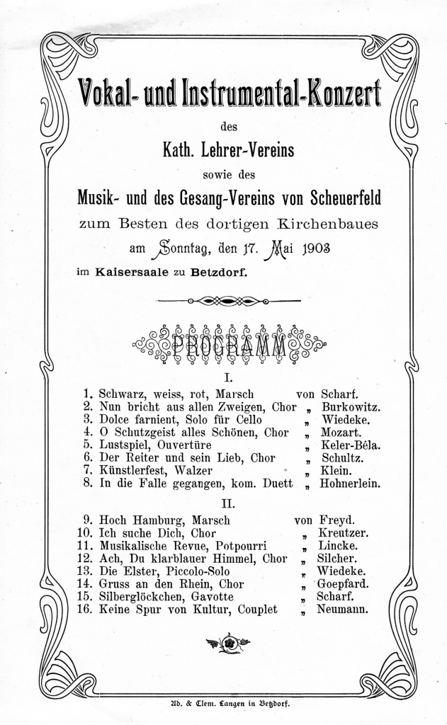 Programmzettel aus dem Jahre 1903